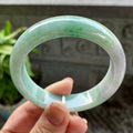大圈口 糯种飘绿花正圈平安镯58圈口 天然缅甸A货翡翠（yc313320）