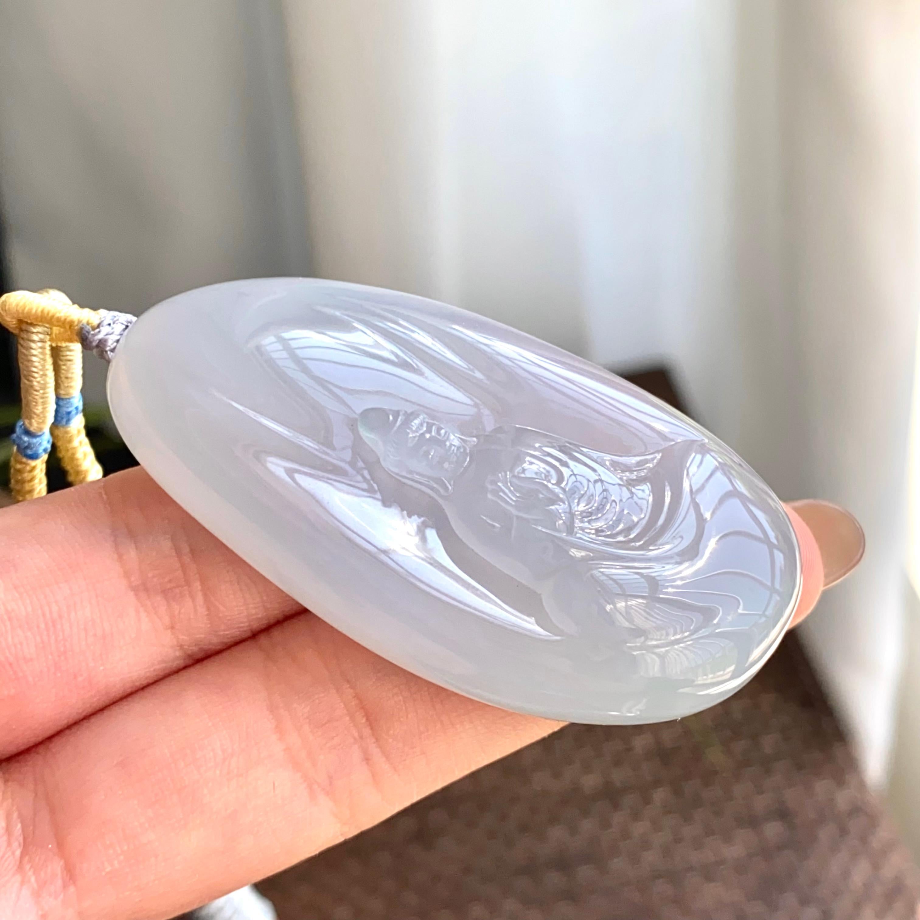 糯冰种白月光观音牌吊坠（yc265661）