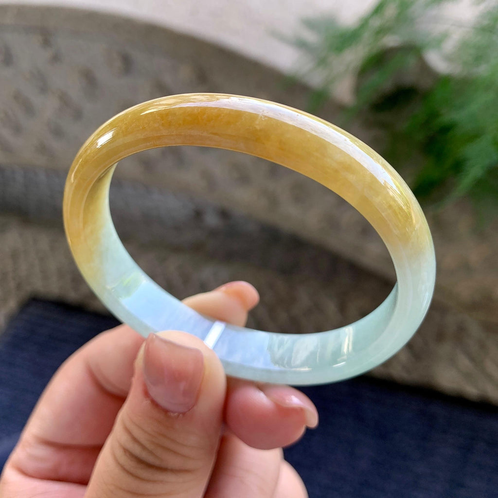 糯种黄翡贵妃手镯 56圈口 （yc507070）