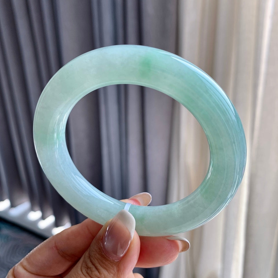 细糯种带底色飘花圆条手镯（56.8mm）（yc079224）