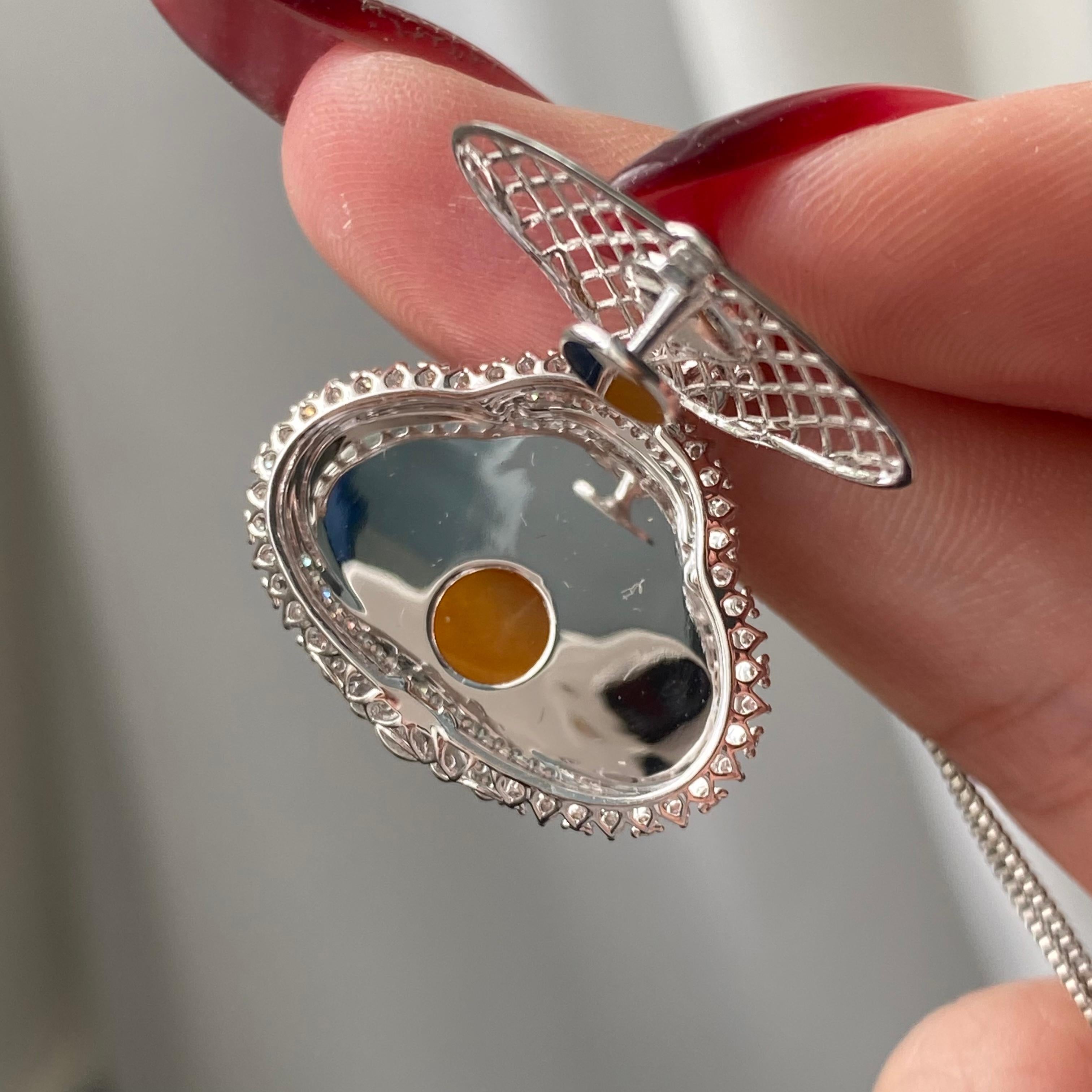 18k金钻镶冰种黄翡佛公吊坠（yc204868）