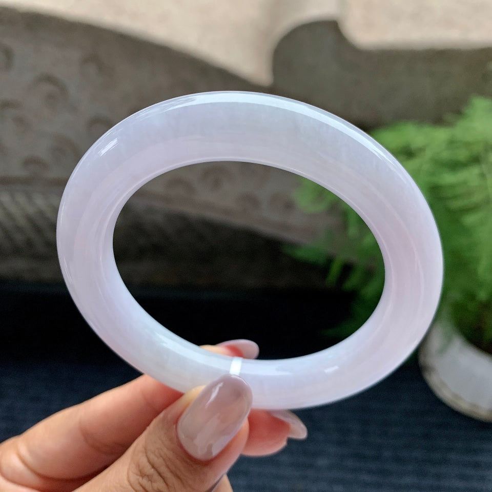 细糯种淡紫罗兰圆条手镯（55.4mm）（yc110777）
