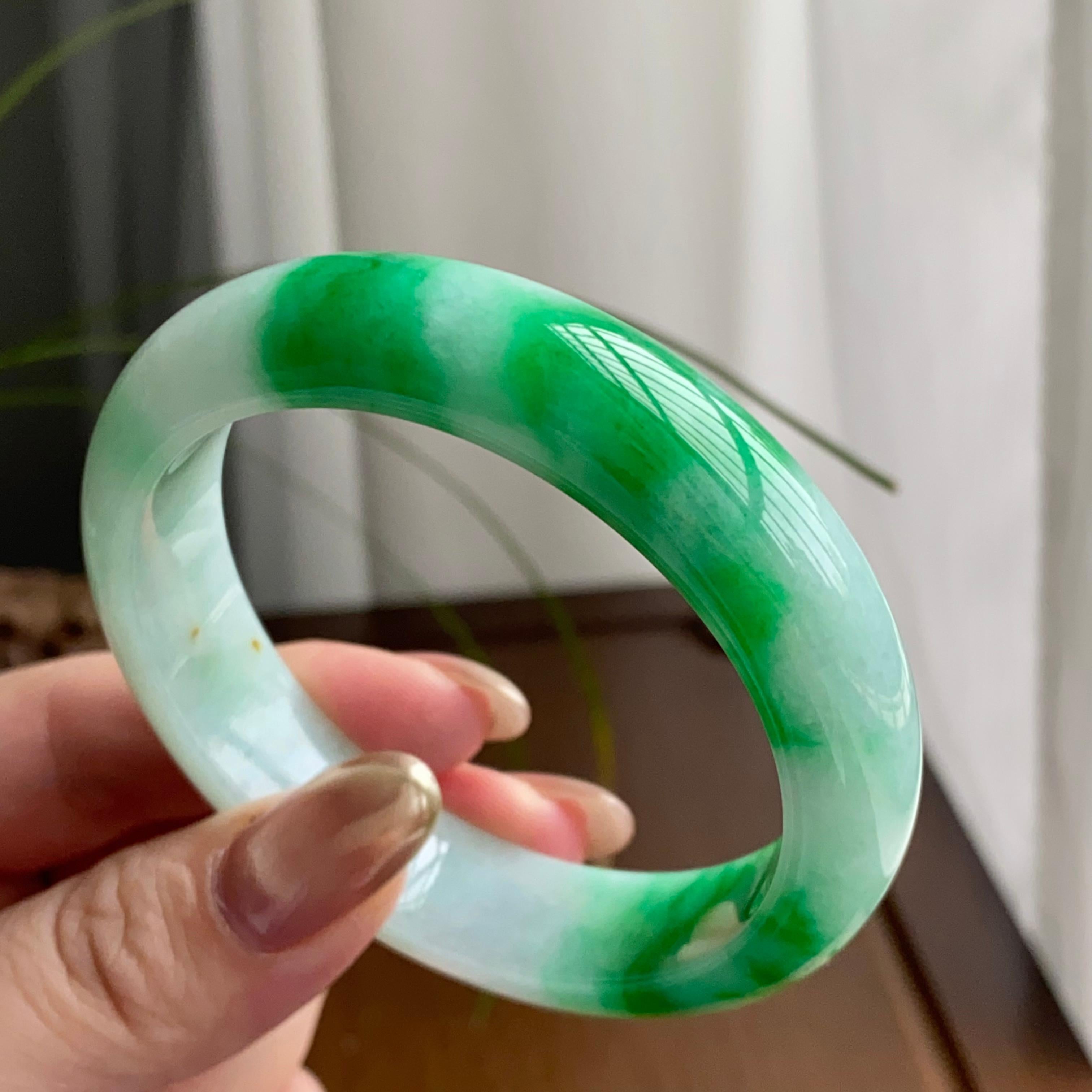 细糯种白底青平安镯（55圈）（yc259469）