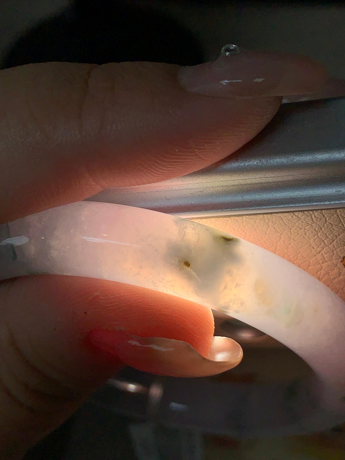 糯冰种紫罗兰飘蓝花圆条手镯 52.5圈口 天然缅甸A货翡翠（yc701199）
