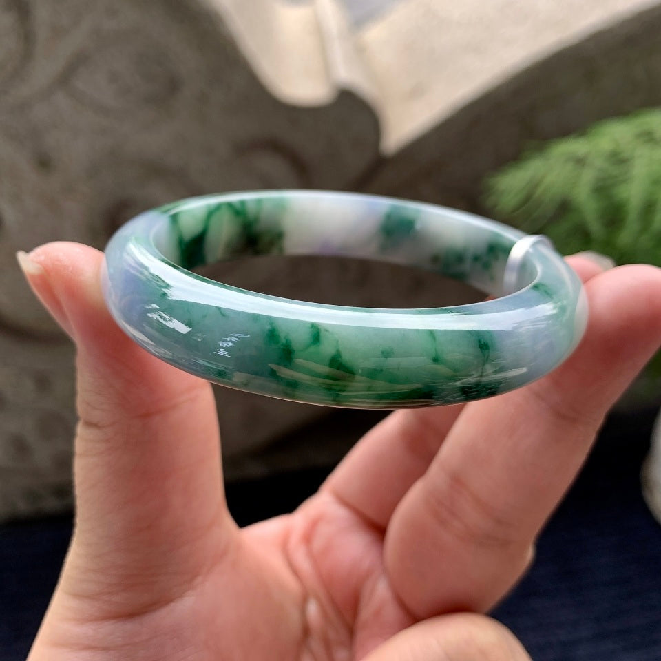 细糯种紫罗兰飘花平安镯（57mm）（yc090968）