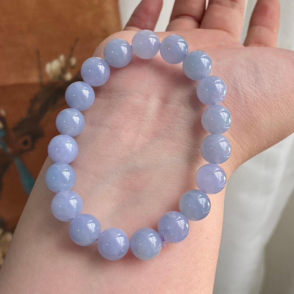 糯冰种紫罗兰单圈手串（19颗）（yc223984）