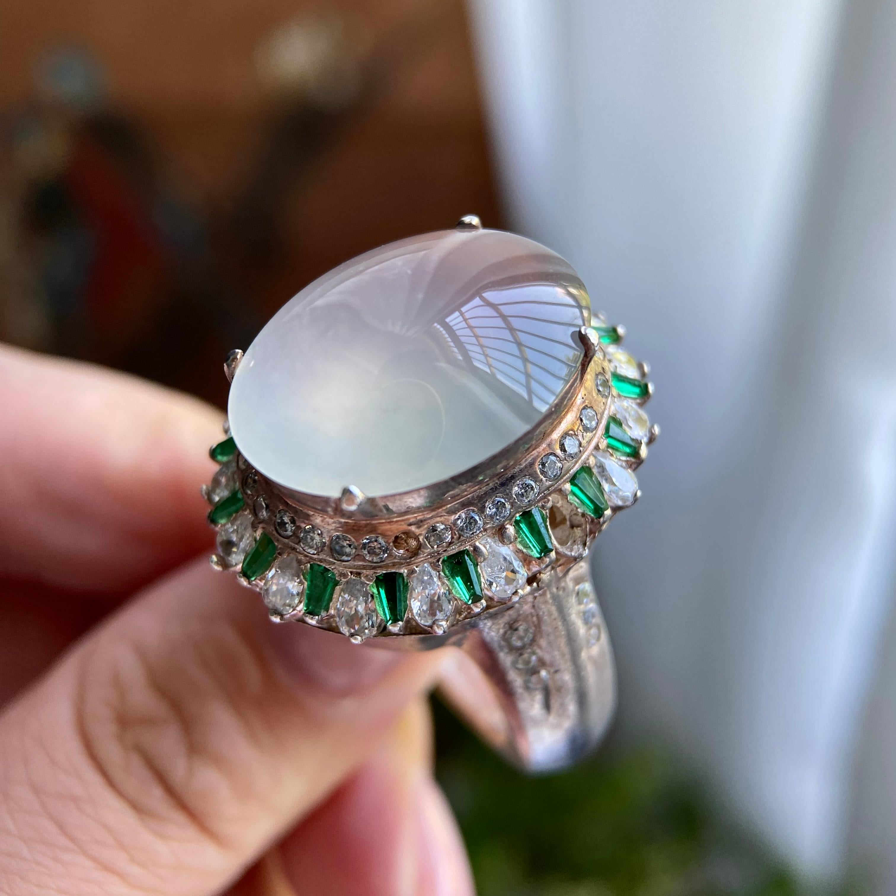 高冰种白月光鸽子蛋戒面裸石（yc234308）