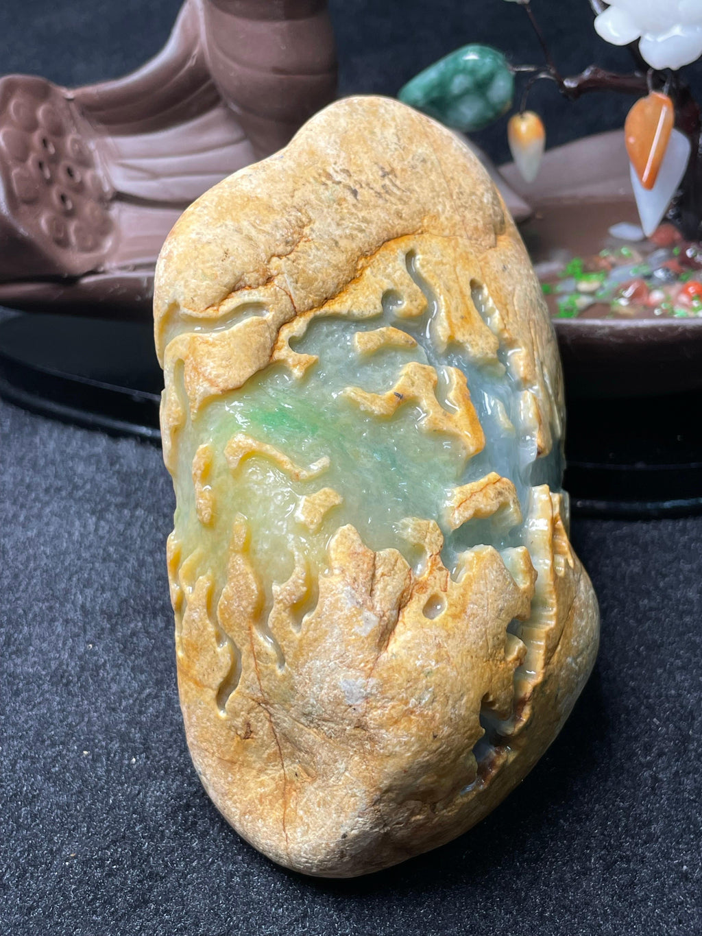 大马坎三彩开窗手镯料（yc492546）