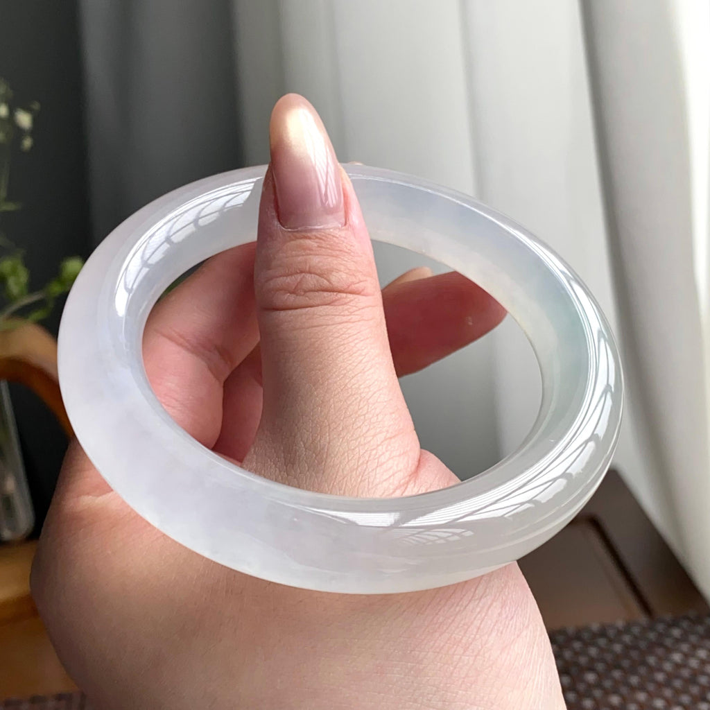 冰种白月光圆条手镯（58圈）（yc247600）