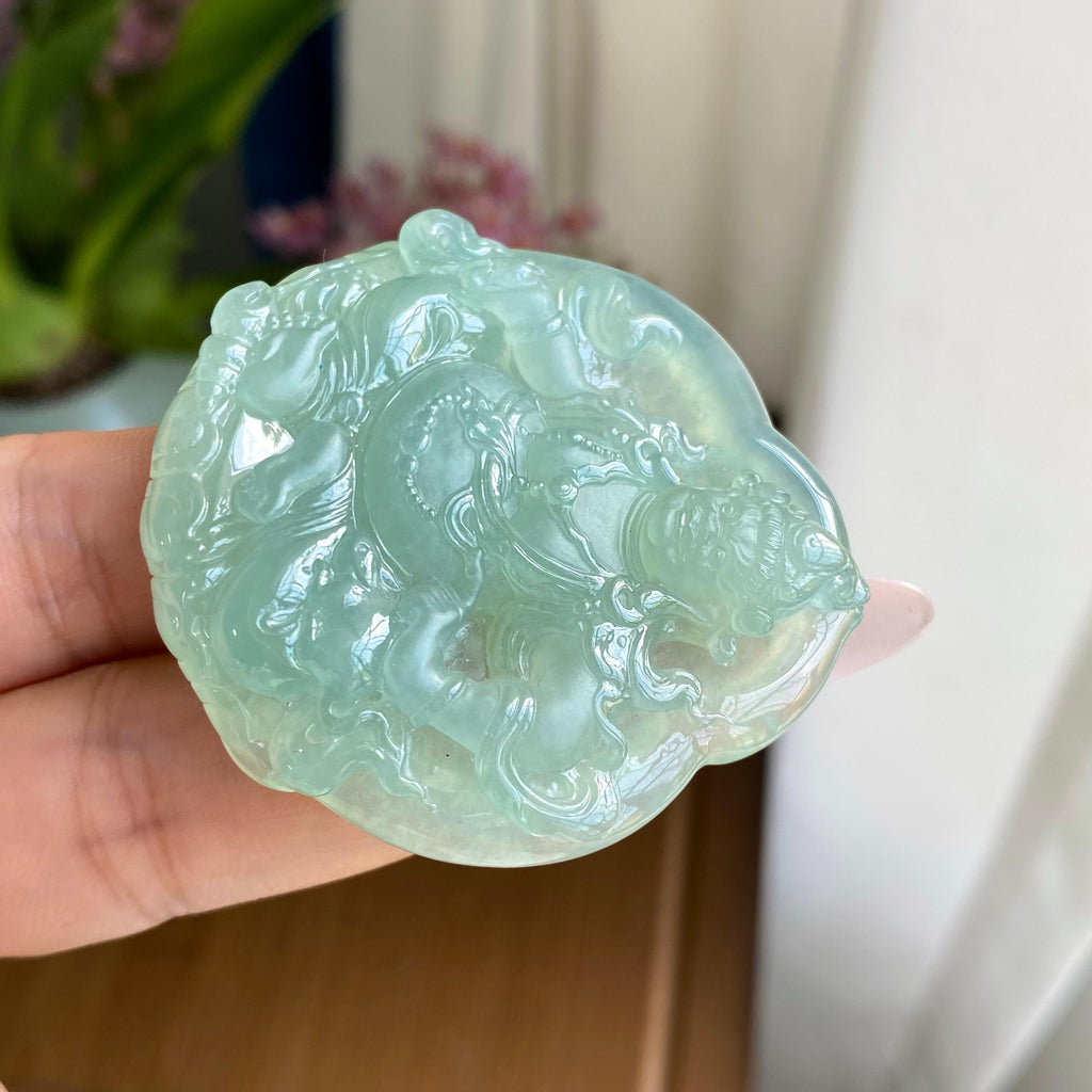 糯冰种晴底翡翠财神吊坠（yc297035）