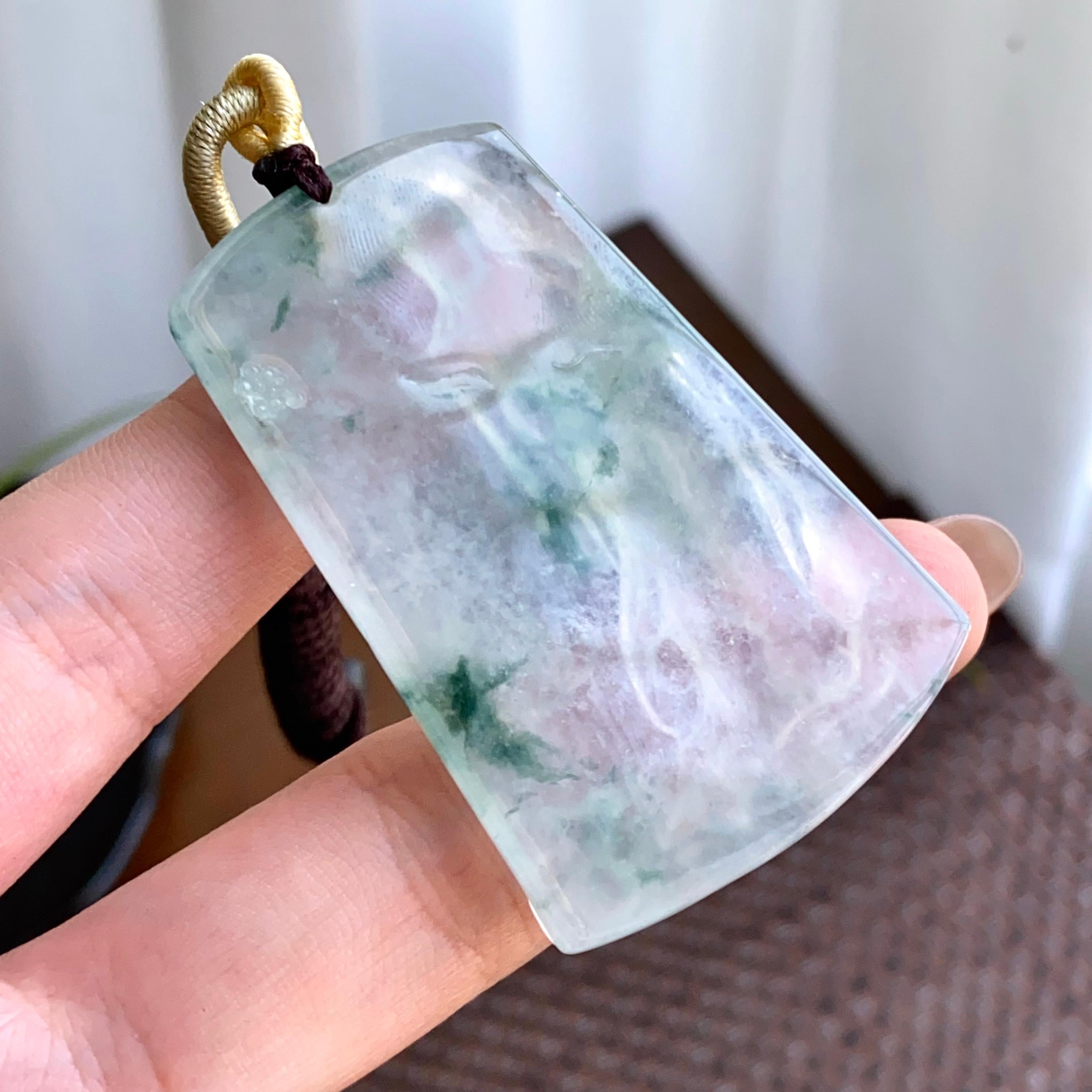 冰种飘花度母牌吊坠（yc265643）