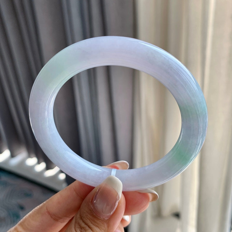 糯种淡紫罗兰飘花圆条手镯（56.5mm）（yc079230）