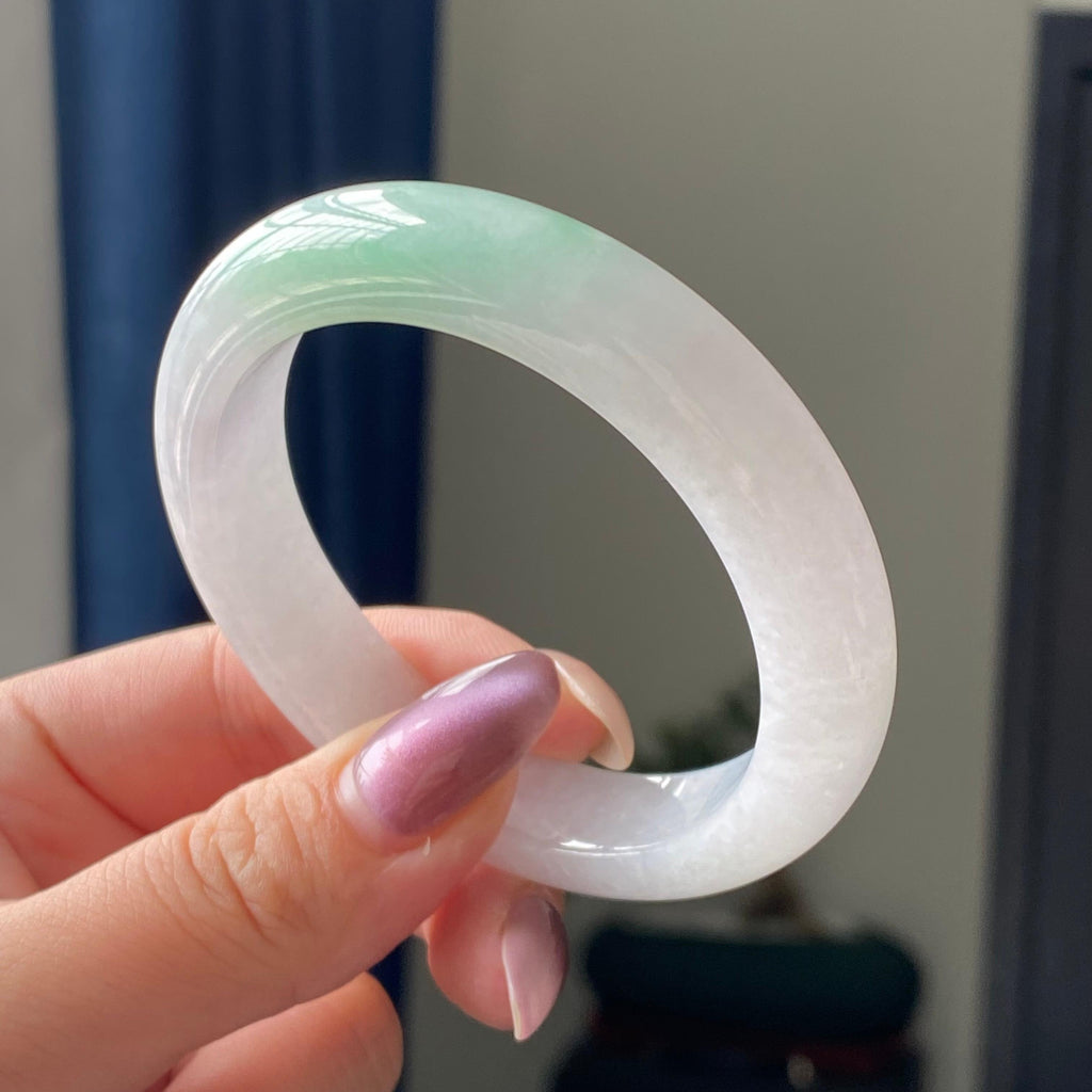 细糯种白底青平安镯手镯（53圈）（yc195669）