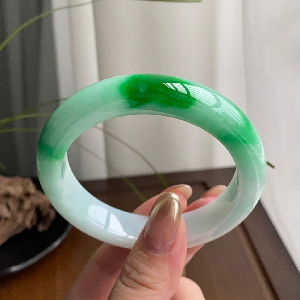 细糯种白底青平安镯（56圈）（yc259454）