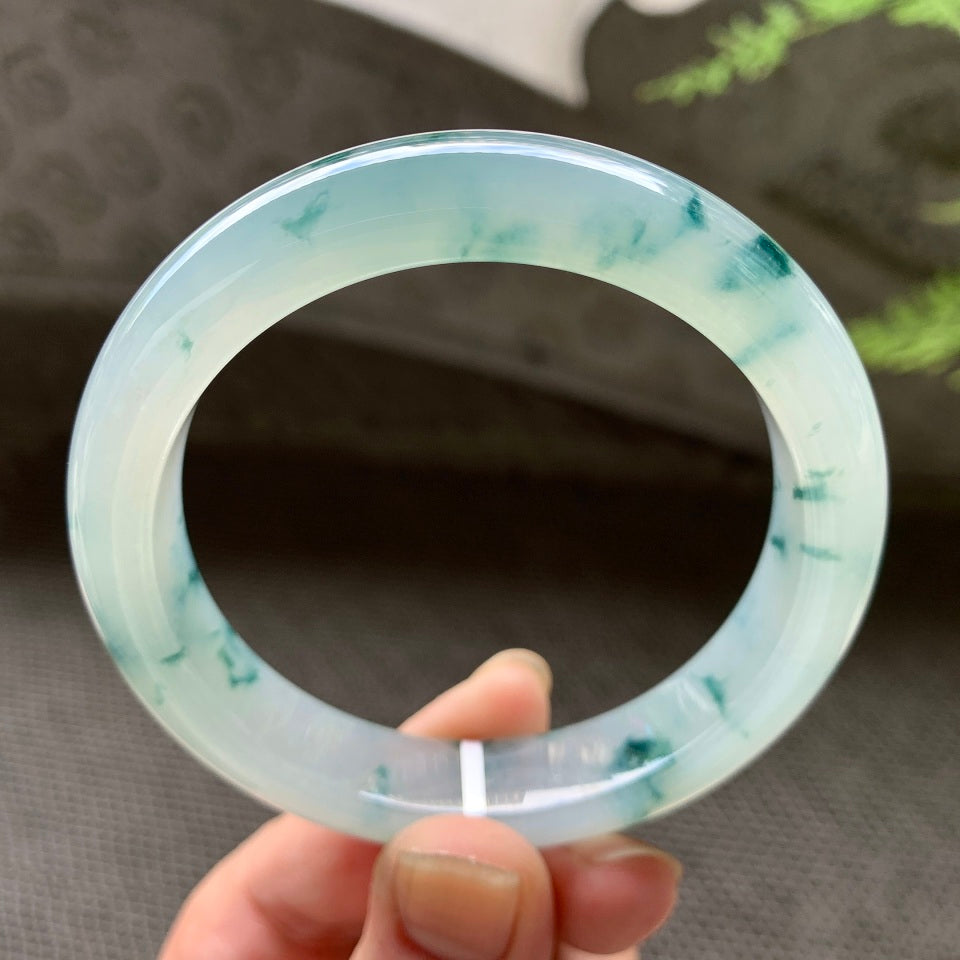 糯冰飘花平安镯（56.6mm）（yc029707）