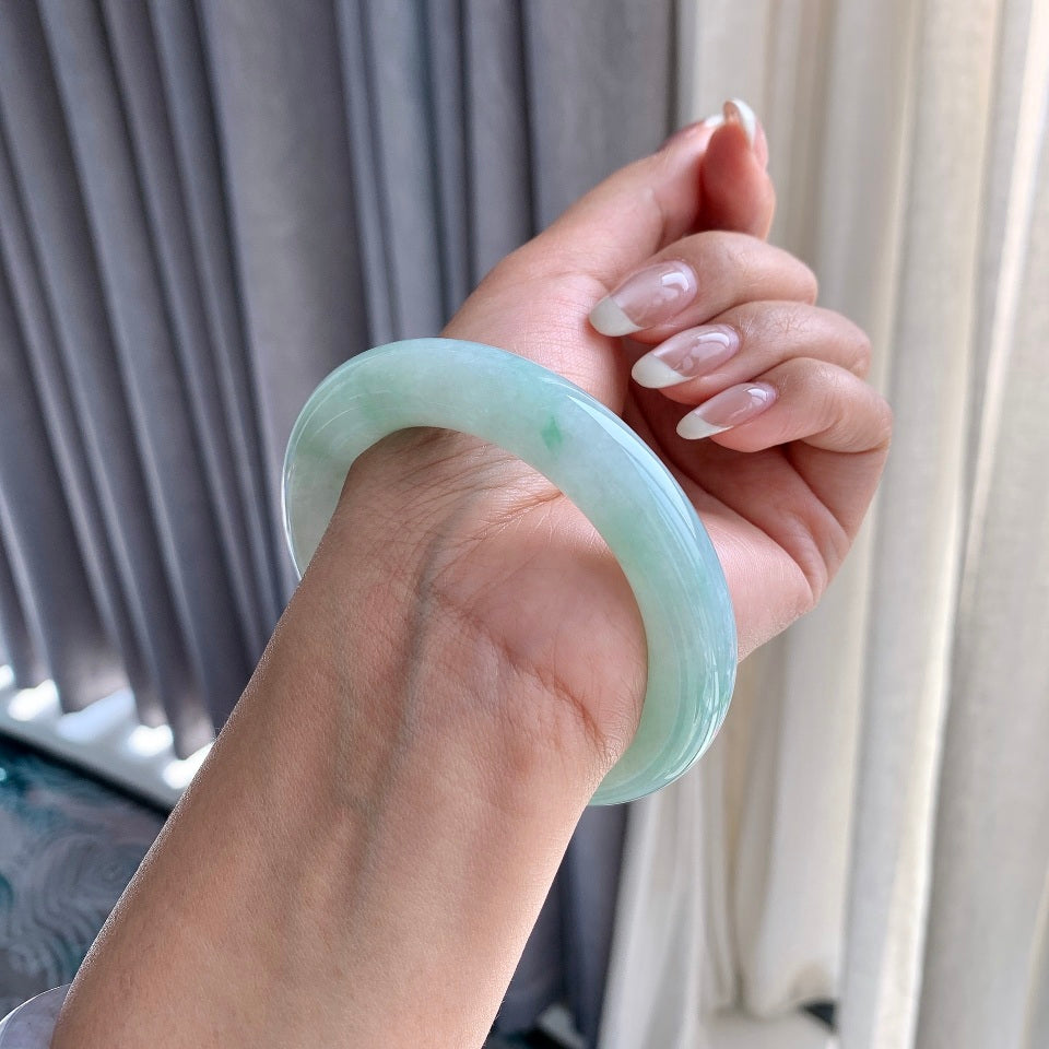 细糯种带底色飘花圆条手镯（56.8mm）（yc079224）