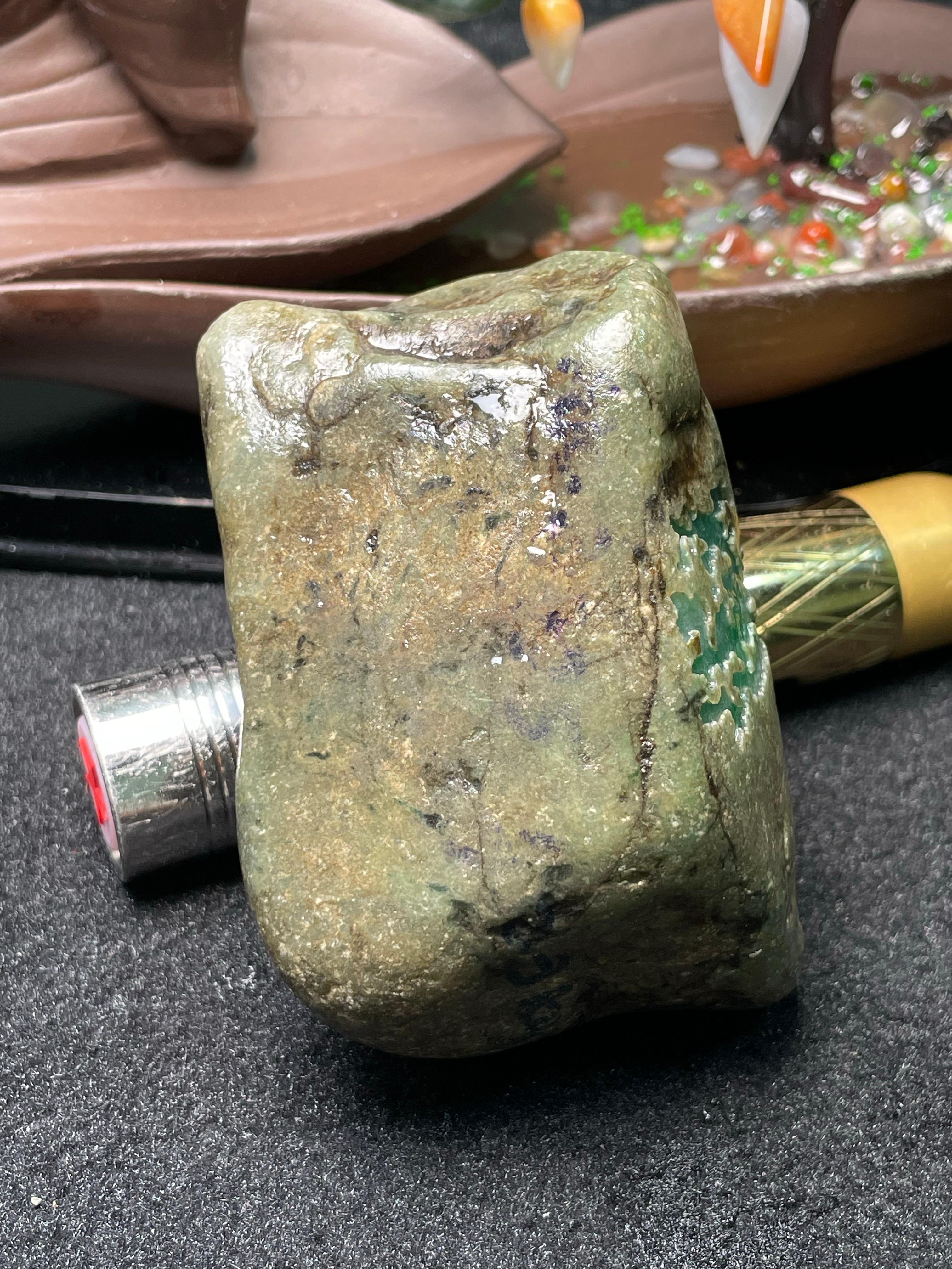 后江开窗冰底飘阳绿牌子挂件料（yc494742）