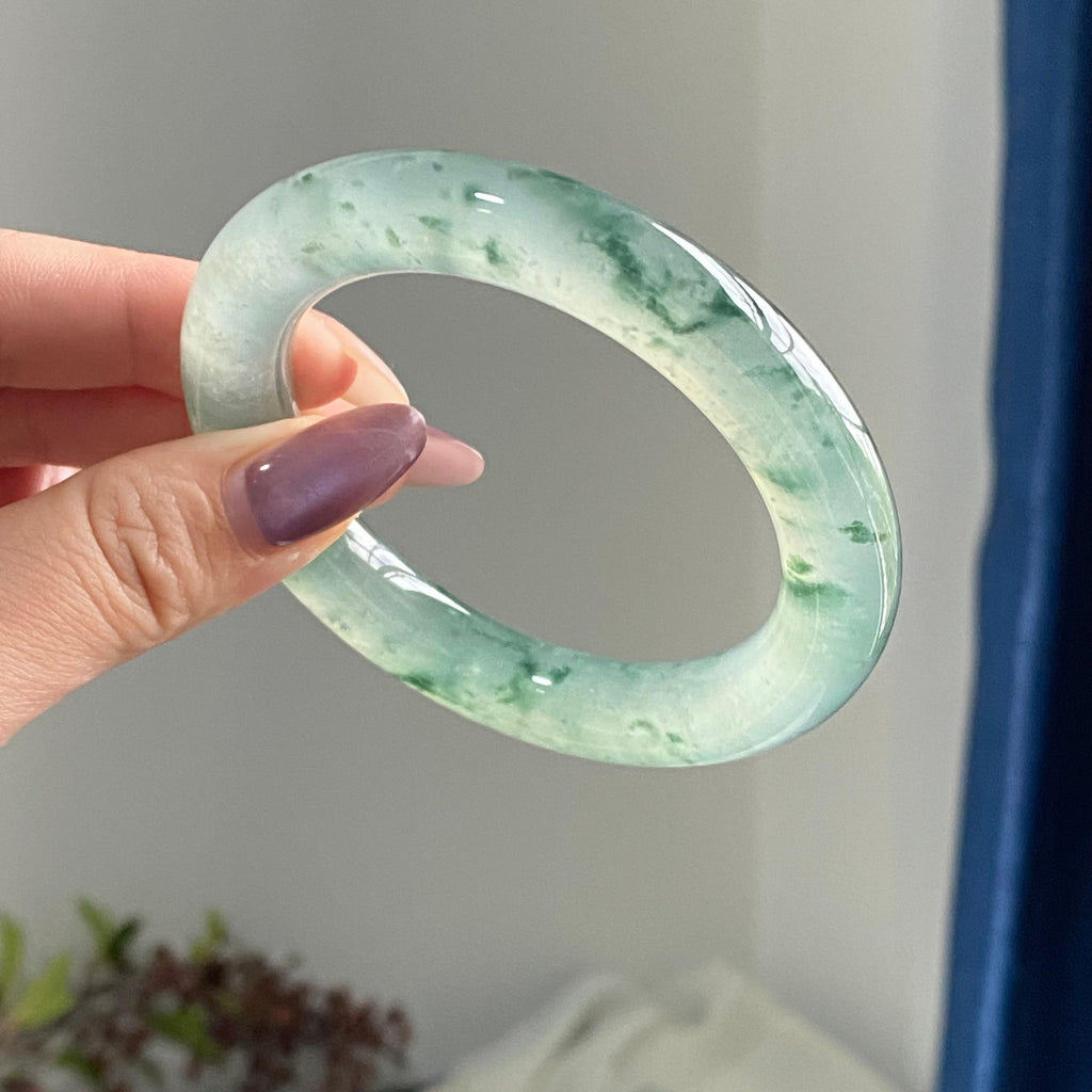 冰种飘花圆条手镯（55圈）（yc195804）