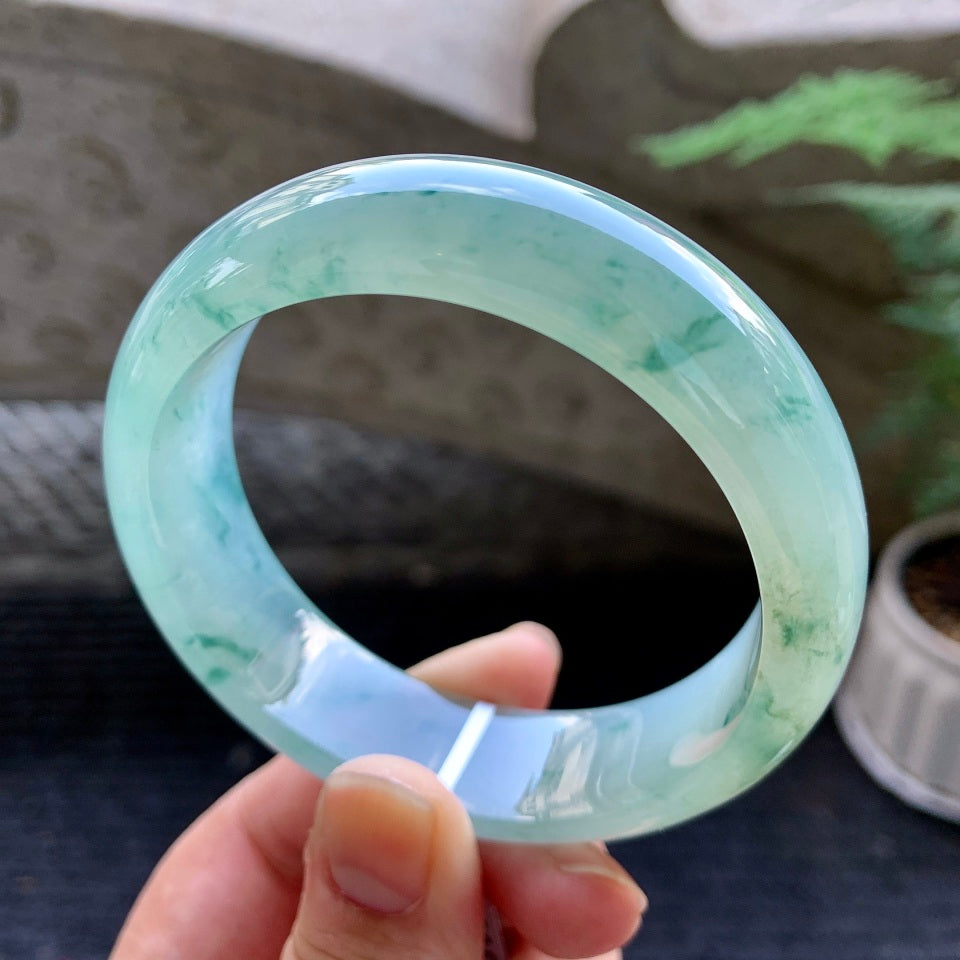 冰种飘花轮胎手镯（58mm）（TF06303323）