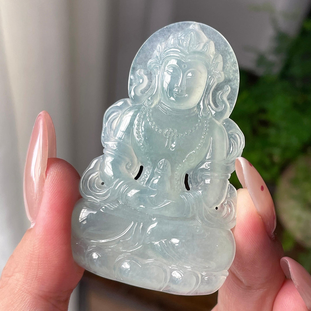 糯冰种冰晴底度母吊坠（yc710682）
