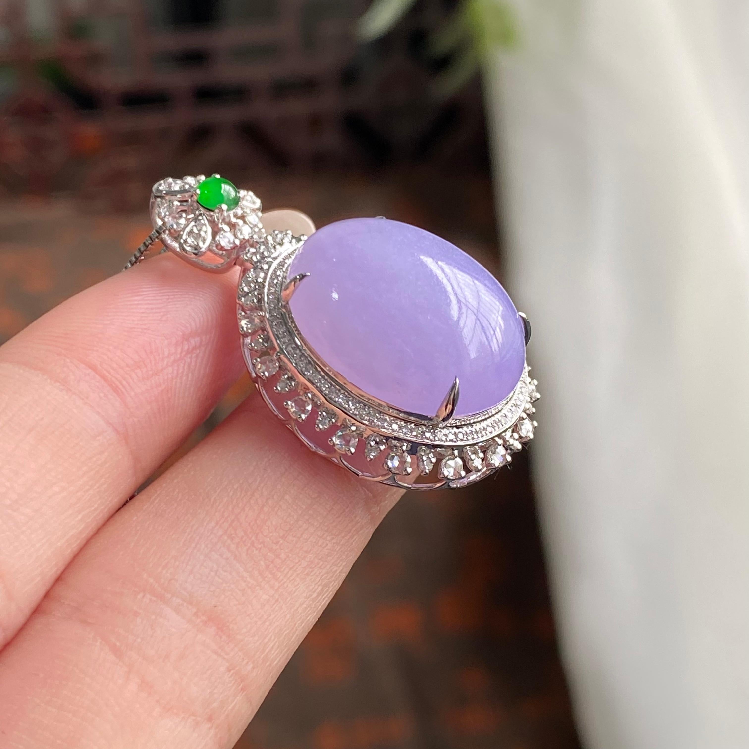 18k金钻镶细糯种紫罗兰蛋面吊坠（yc194932）