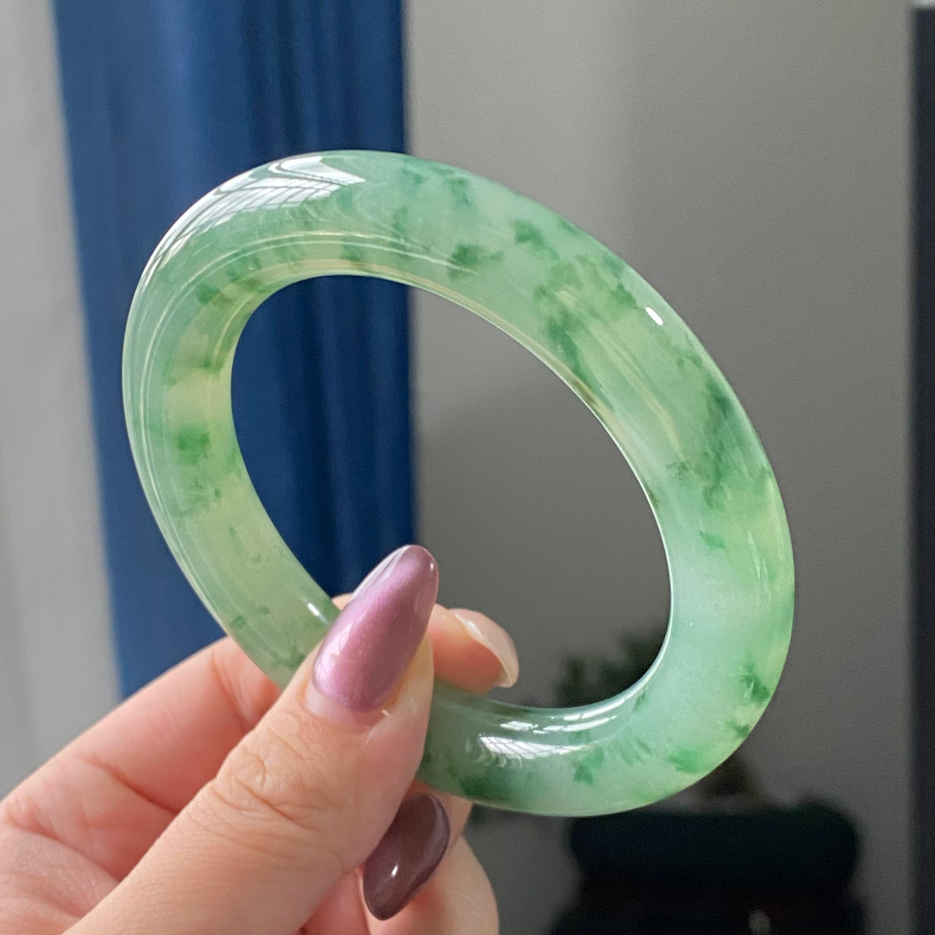 冰种飘花圆条手镯（57圈）（yc195754）