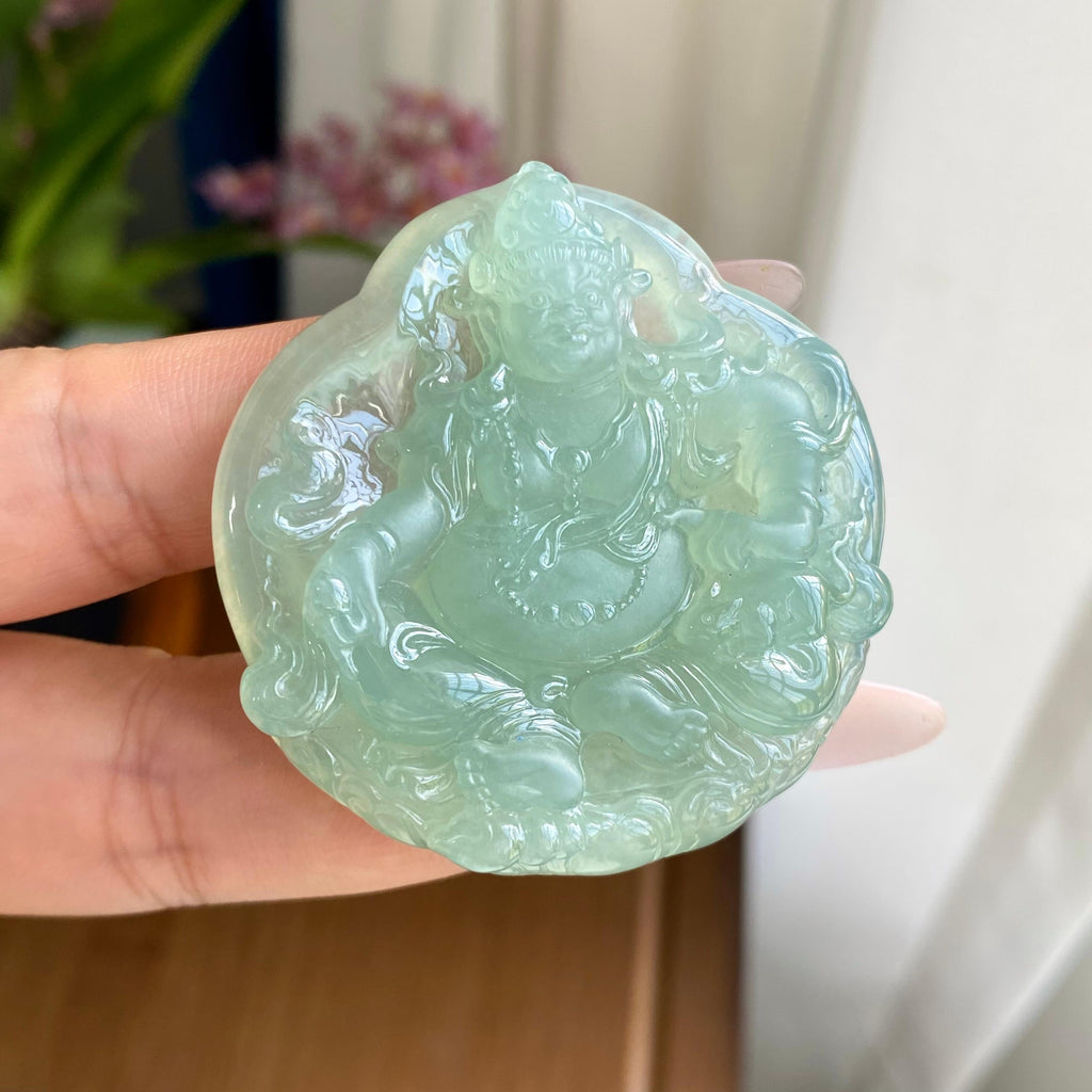 糯冰种晴底翡翠财神吊坠（yc297035）