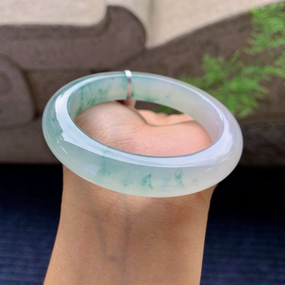 糯冰种飘花平安镯（56mm）（yc165882）