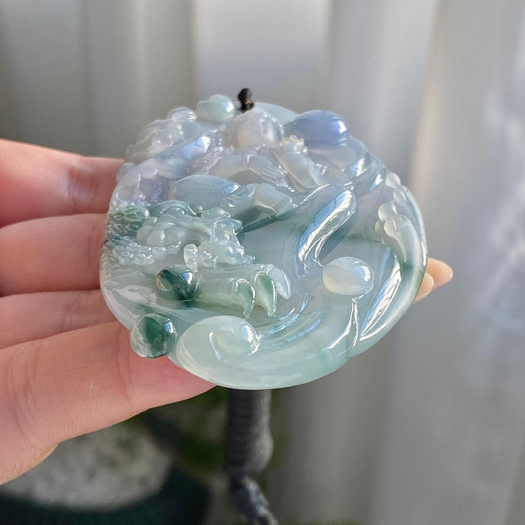 细糯种春彩神龙护主牌吊坠（yc214709）