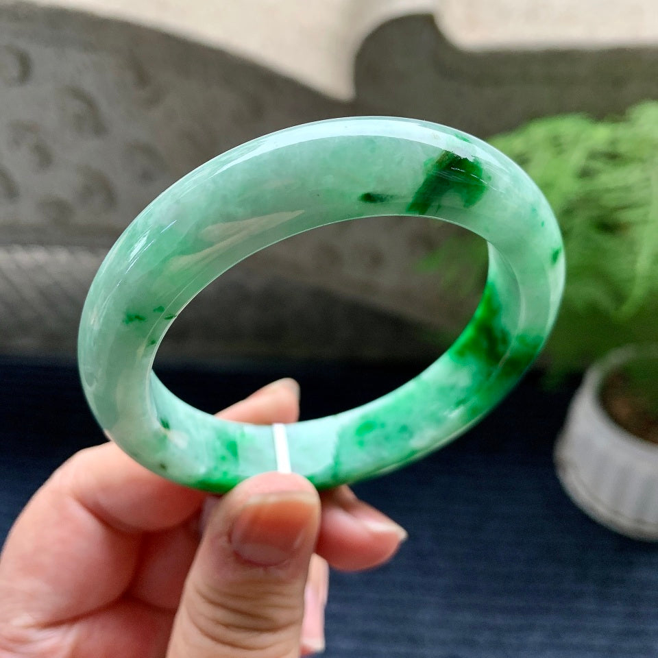 糯冰种飘花平安镯（57mm）（yc082269）