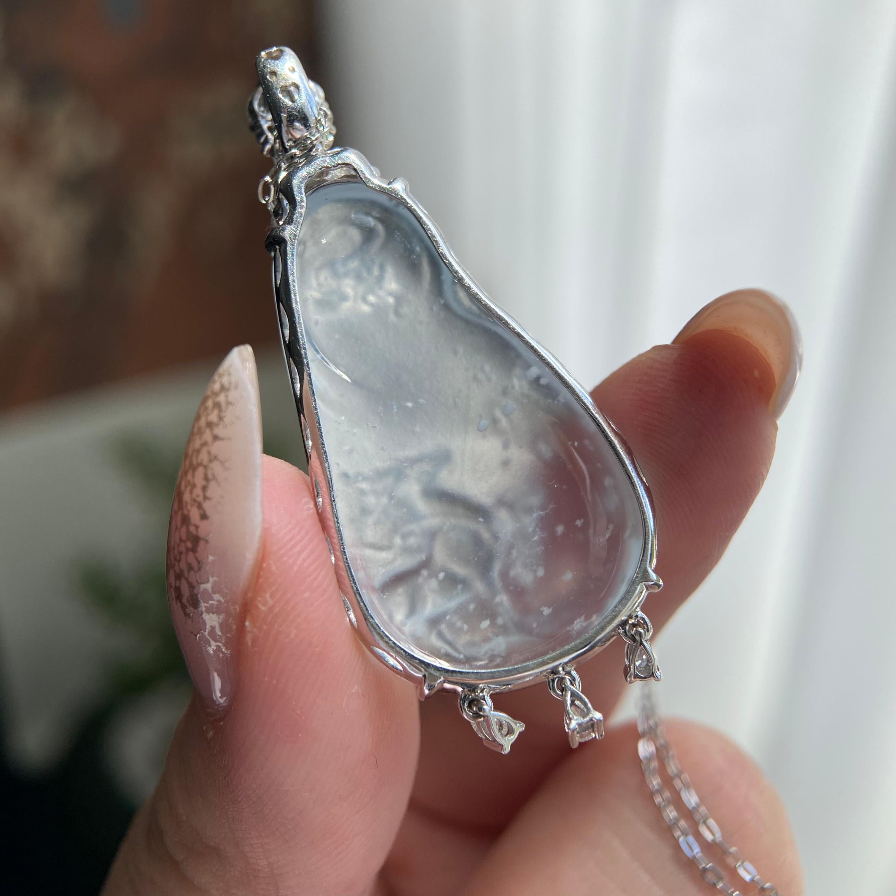 18k金钻镶冰玻种雪花棉小鹿吊坠（yc209963）