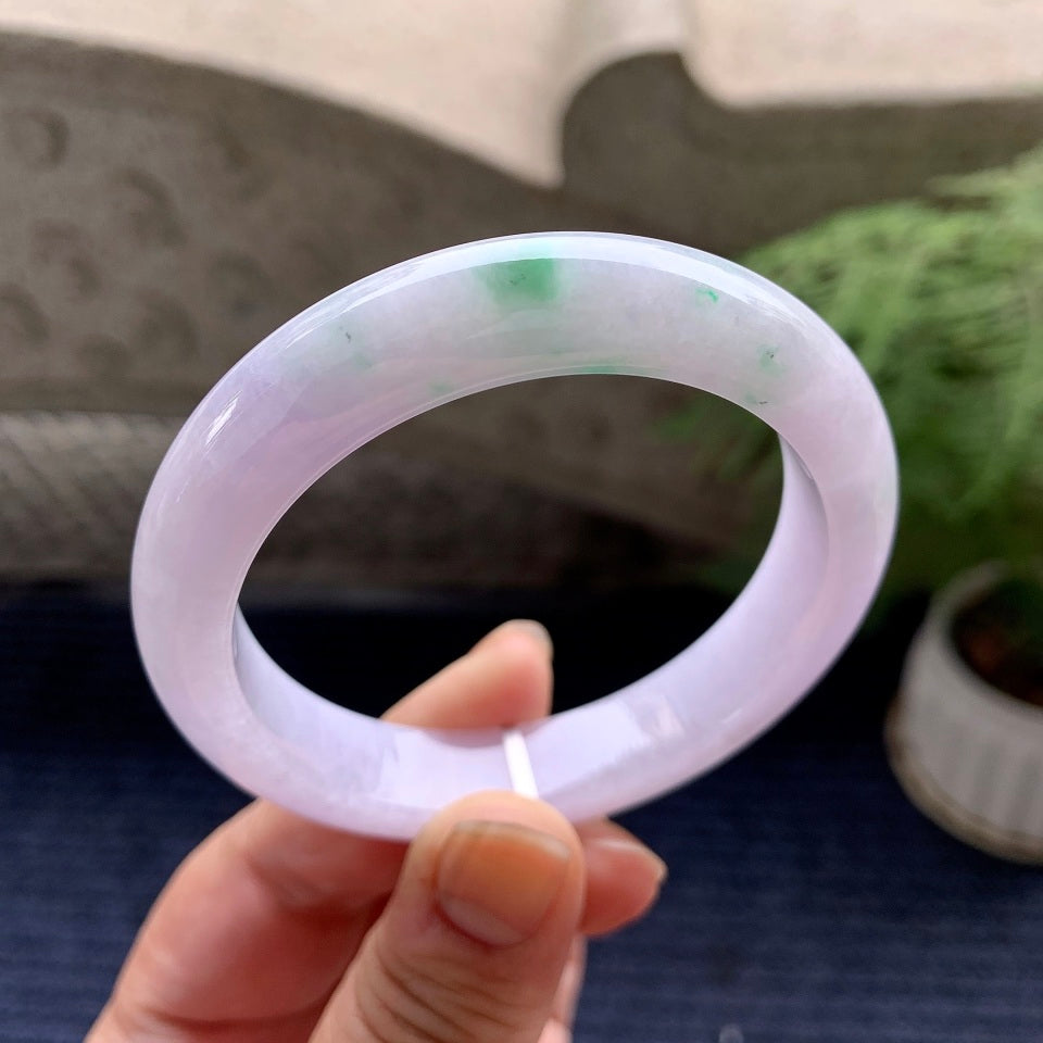 细糯种紫罗兰飘花平安镯（55.4mm）（yc088789）