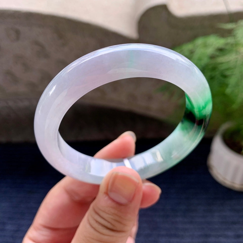 细糯种淡粉底飘花平安镯（54.6mm）（yc117993）