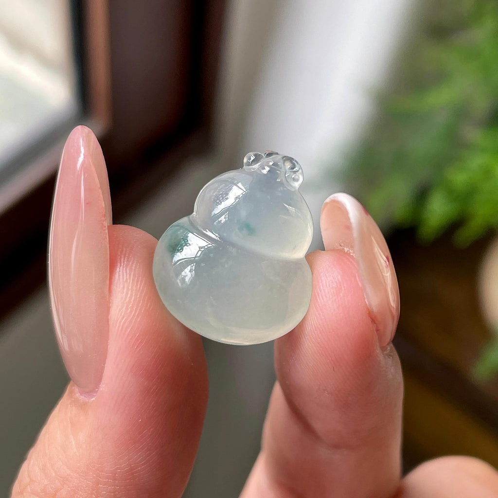糯冰种飘花葫芦吊坠 天然缅甸A货翡翠（yc694818）