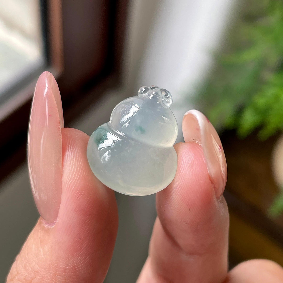 糯冰种飘花葫芦吊坠 天然缅甸A货翡翠（yc694818）