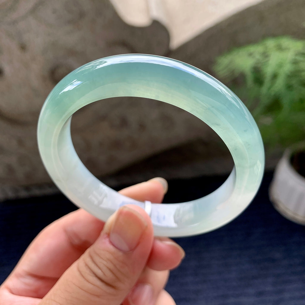 糯冰种蓝水平安镯（56.2mm）（yc117936）