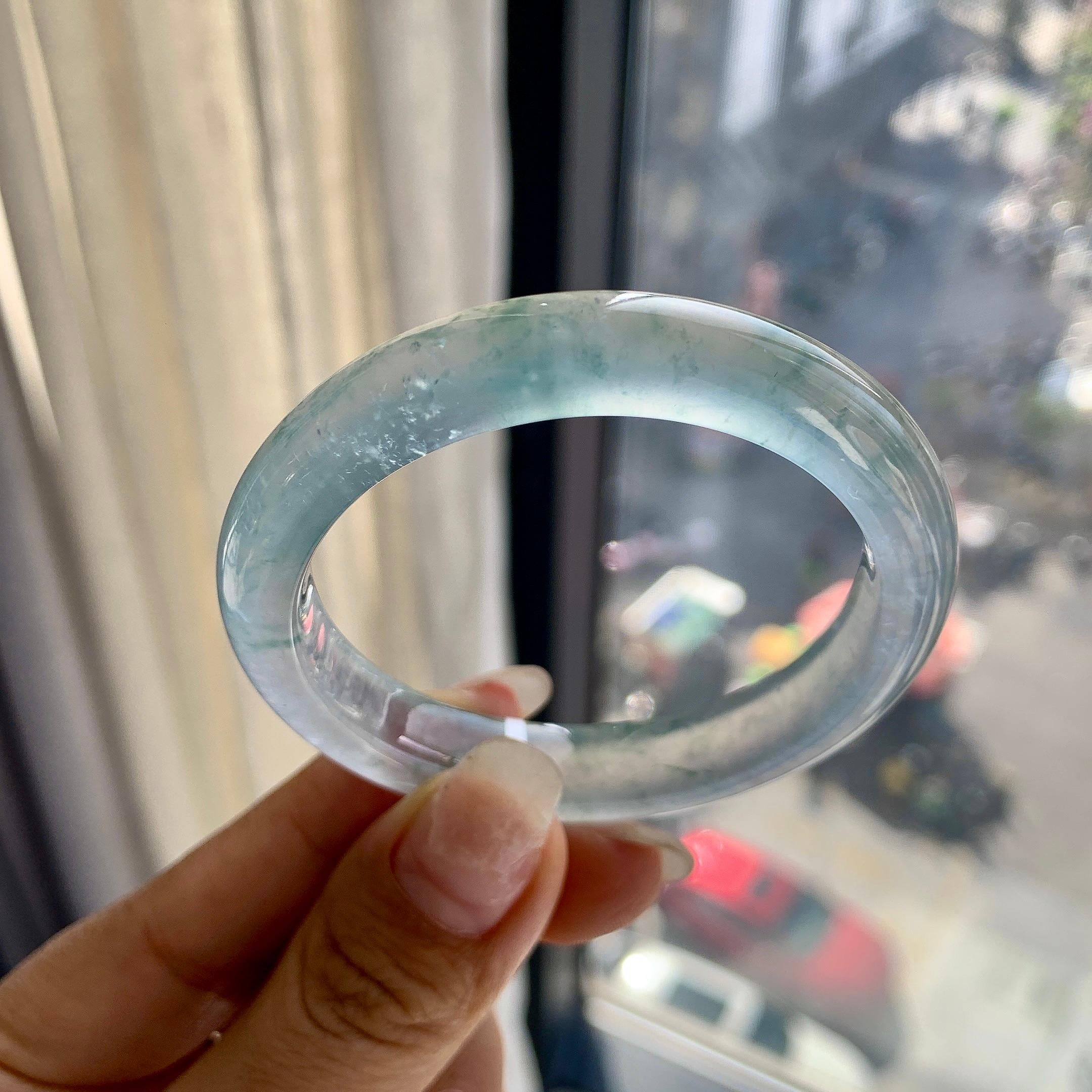 高冰种飘花平安镯（48.8mm）（yc277891）