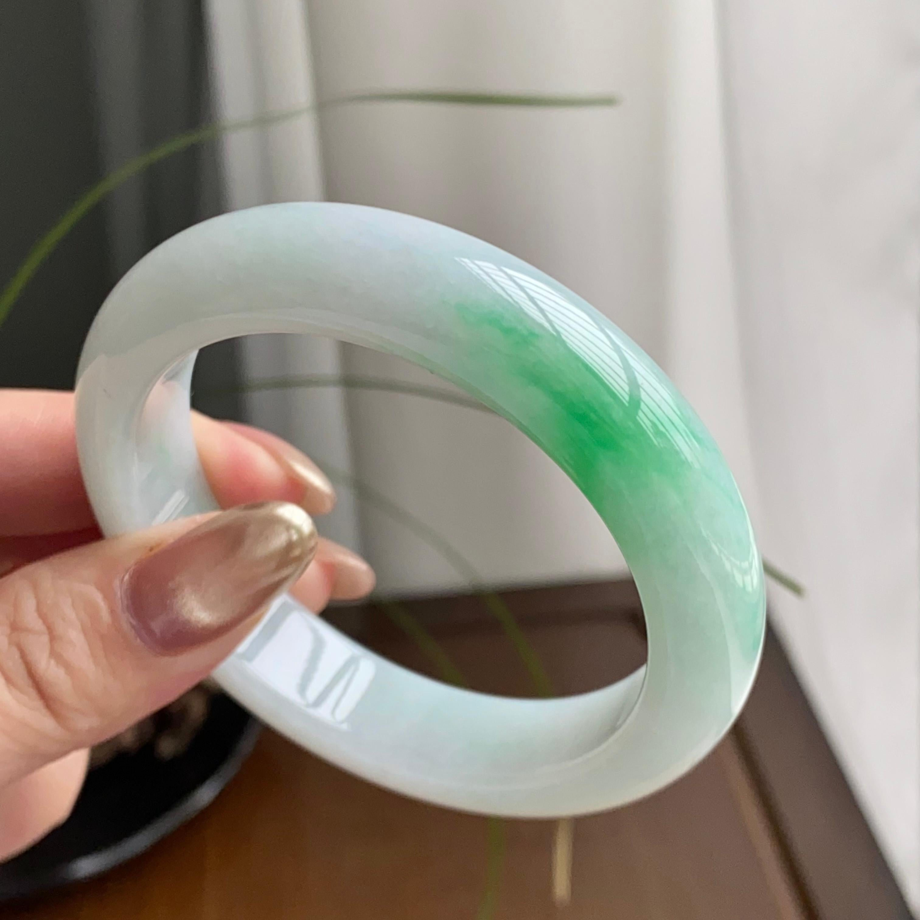 细糯种白底青平安镯（55圈）（yc259456）