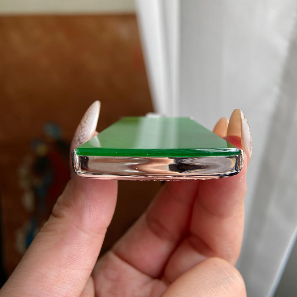 18k金钻镶冰种辣阳绿无事牌吊坠（yc224121）