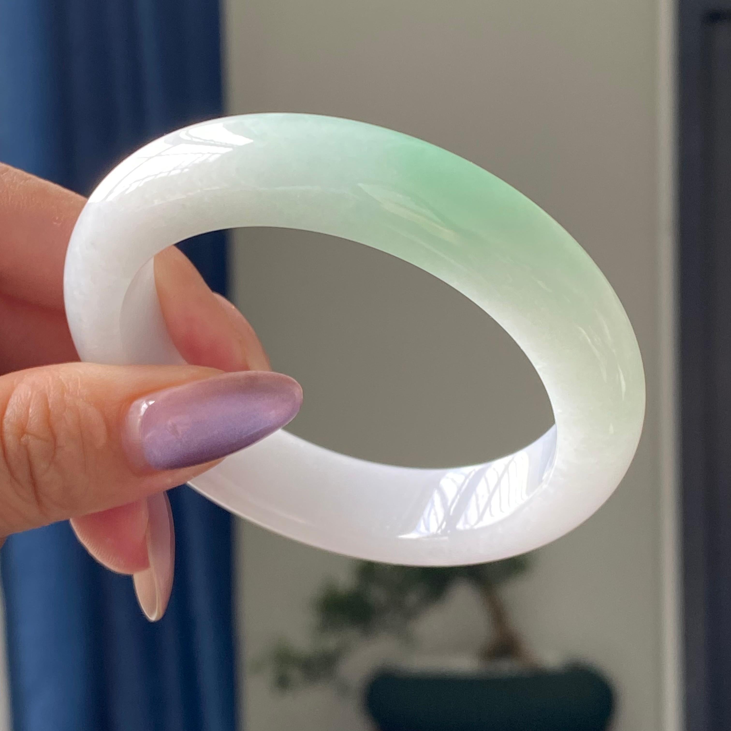 细糯种白底青平安镯手镯（53圈）（yc195663）