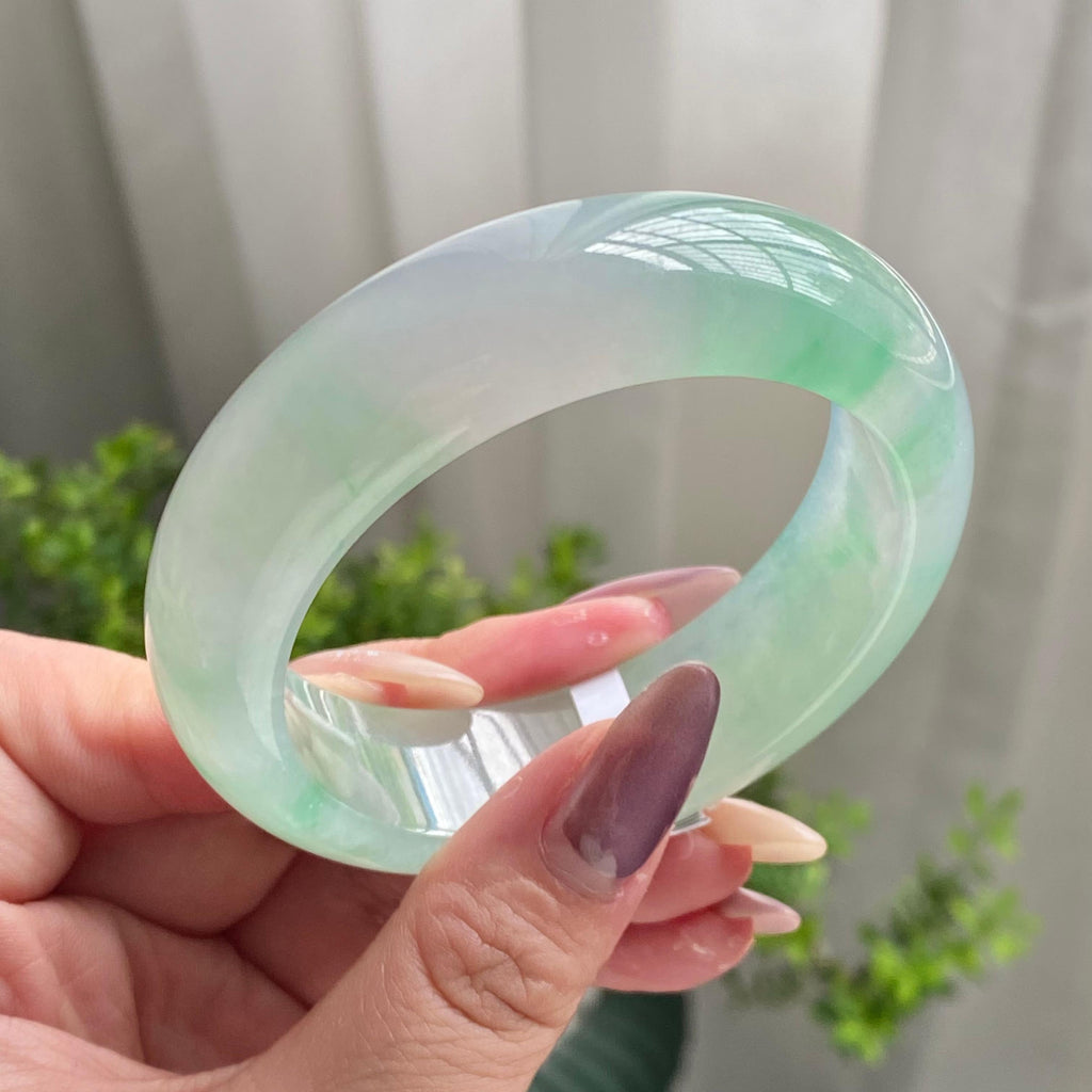 冰种飘花宽版轮胎镯（56圈）（yc199731）