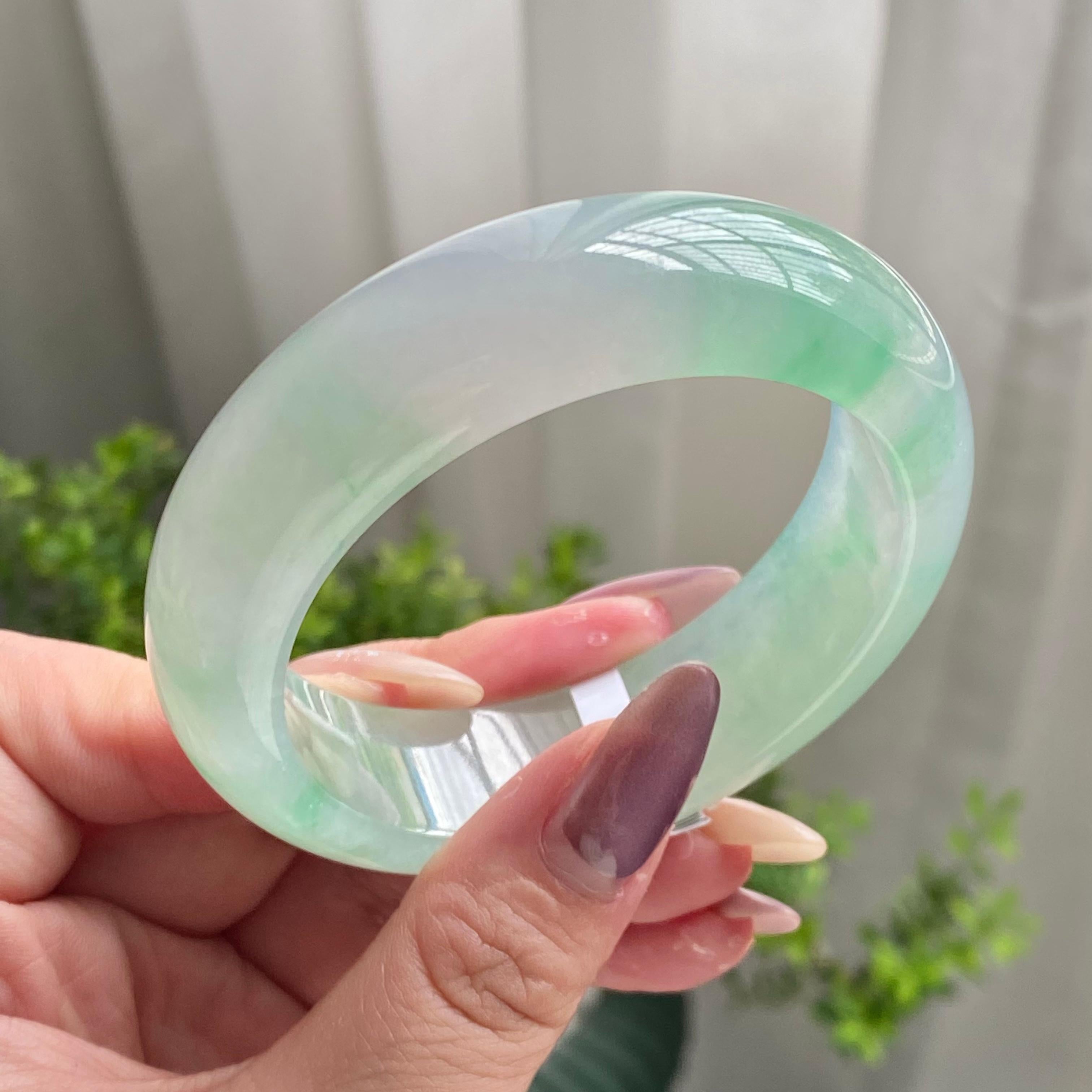 冰种飘花宽版轮胎镯（56圈）（yc199731）