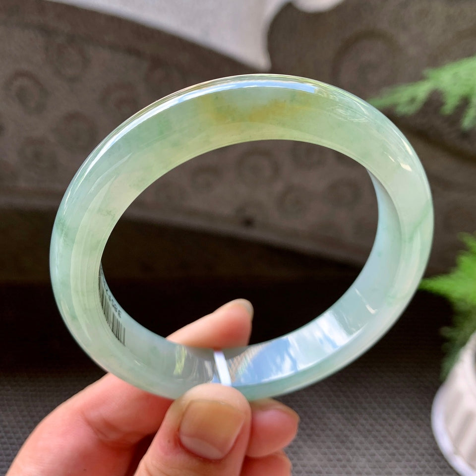 糯冰晴底飘花黄翡平安镯（57.8mm）（TF07093601）