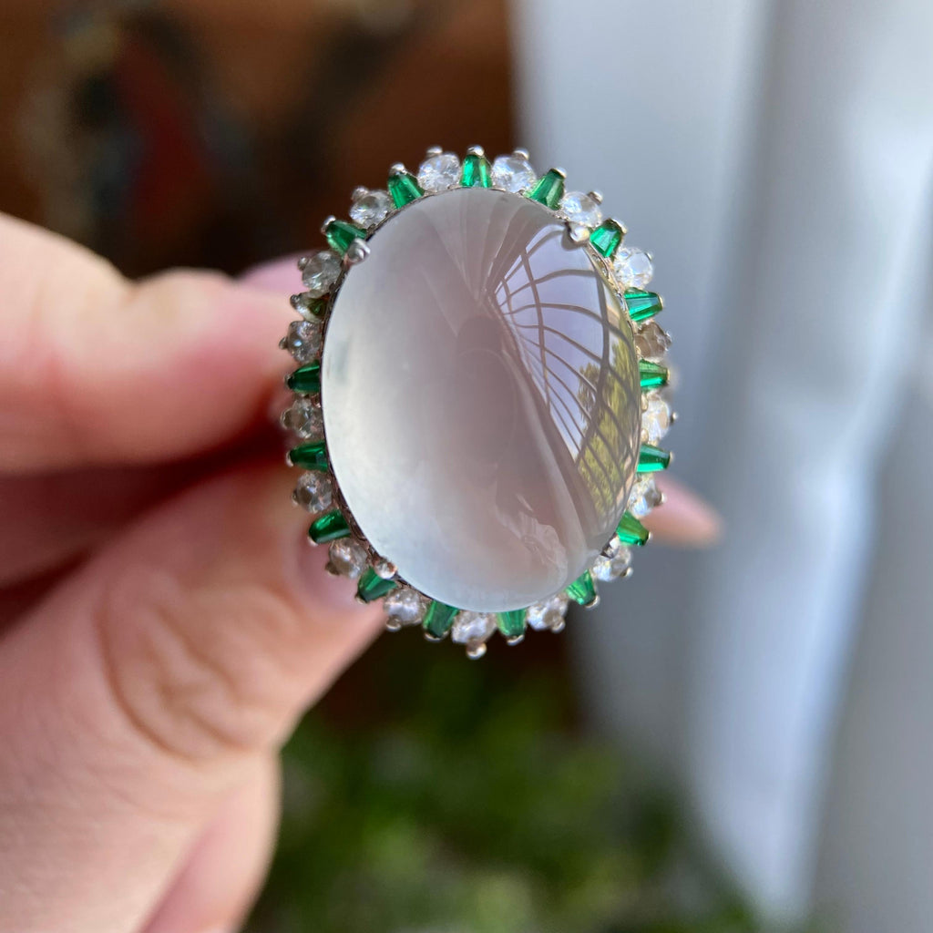 高冰种白月光鸽子蛋戒面裸石（yc234308）