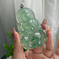 18k金镶冰种湖水绿飘花观音吊坠（yc201006）