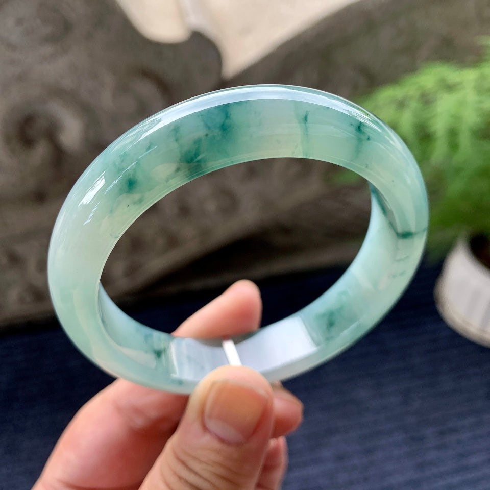 糯冰种飘花平安镯（58mm）（yc097838）