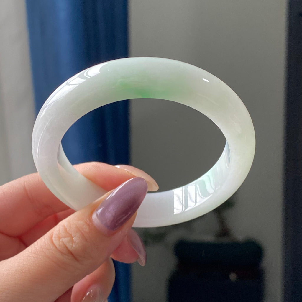 细糯种白底青平安镯手镯（55圈）（yc195718）