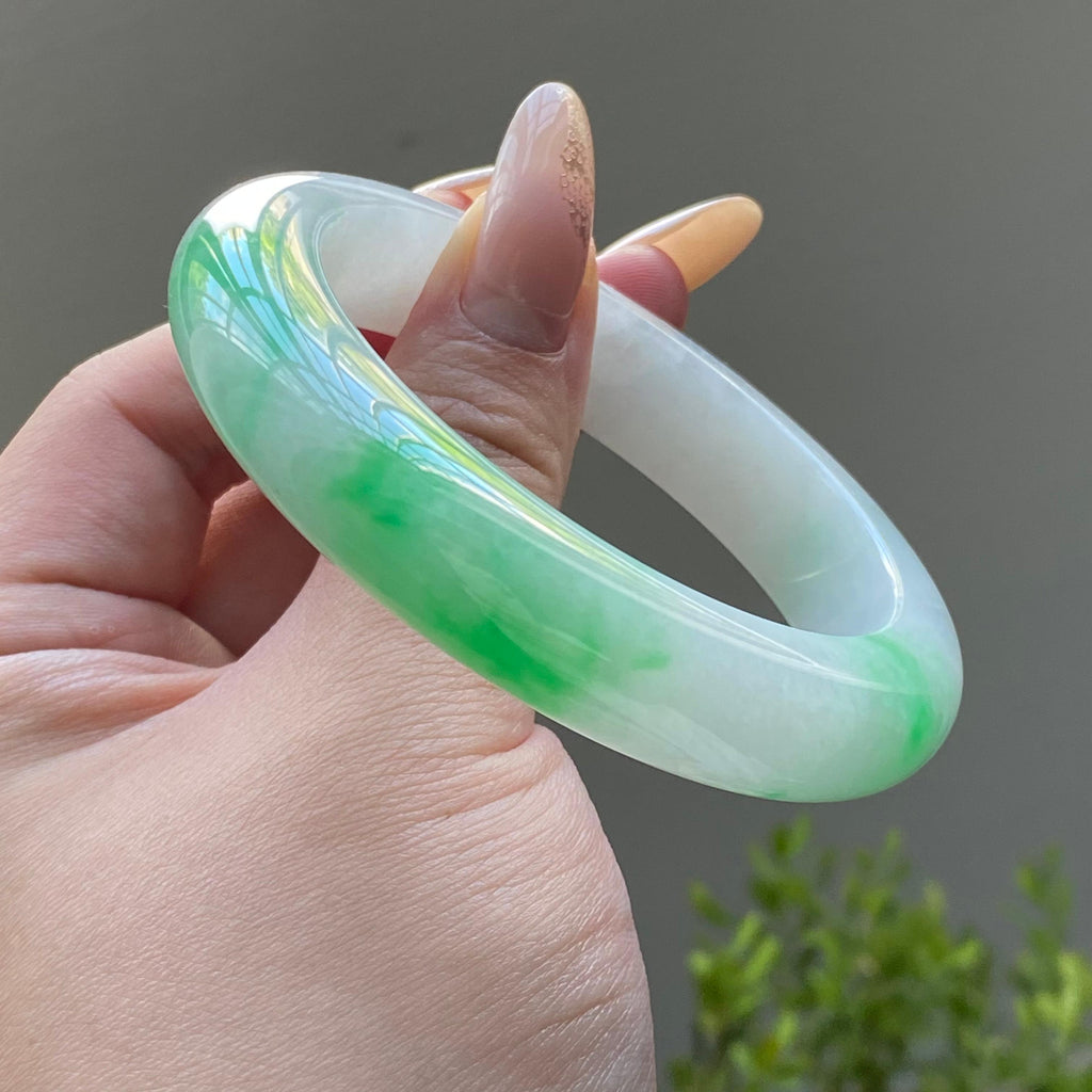 细糯种白底青平安镯（56圈）（yc225409）