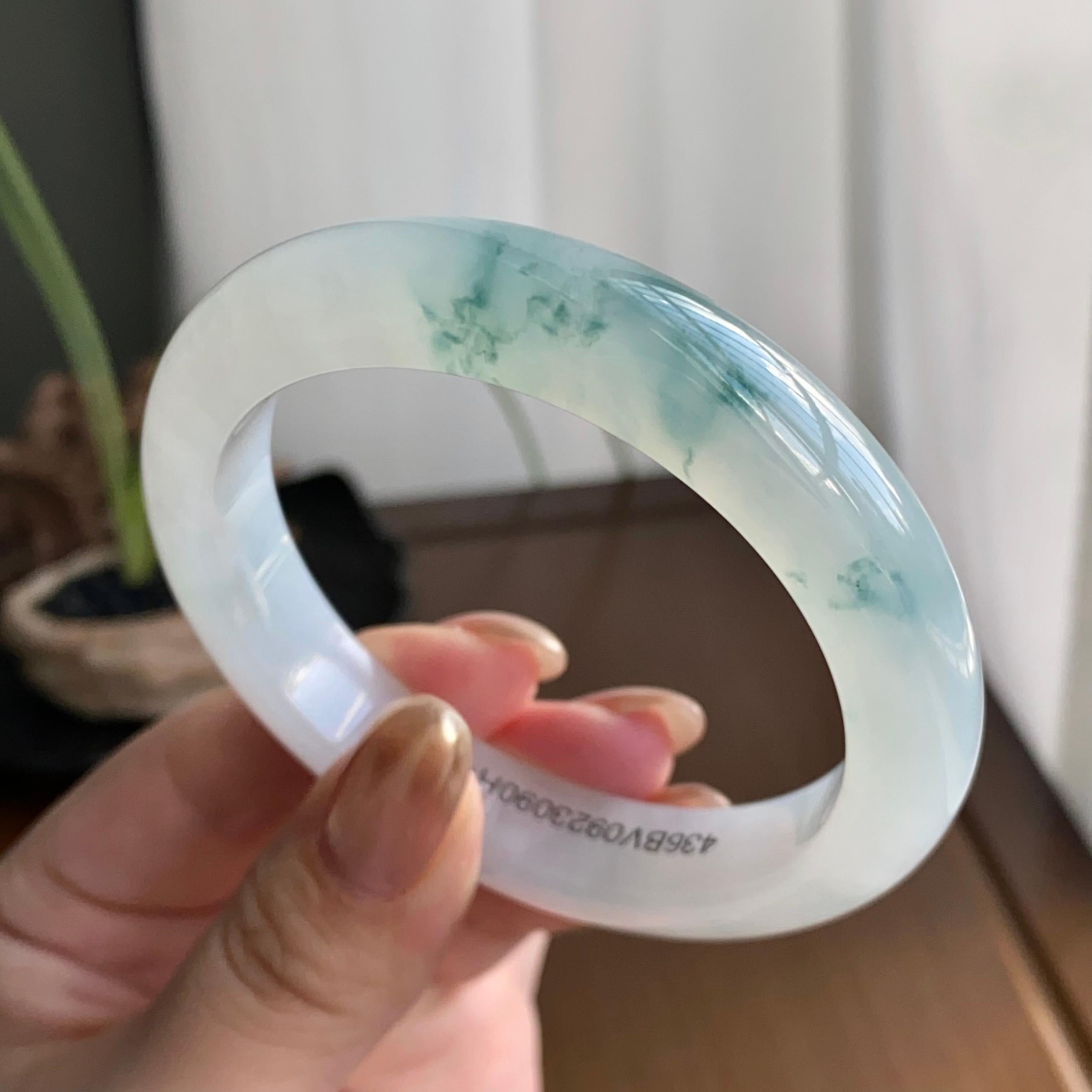 糯冰种飘花平安镯（57圈）（yc258983）