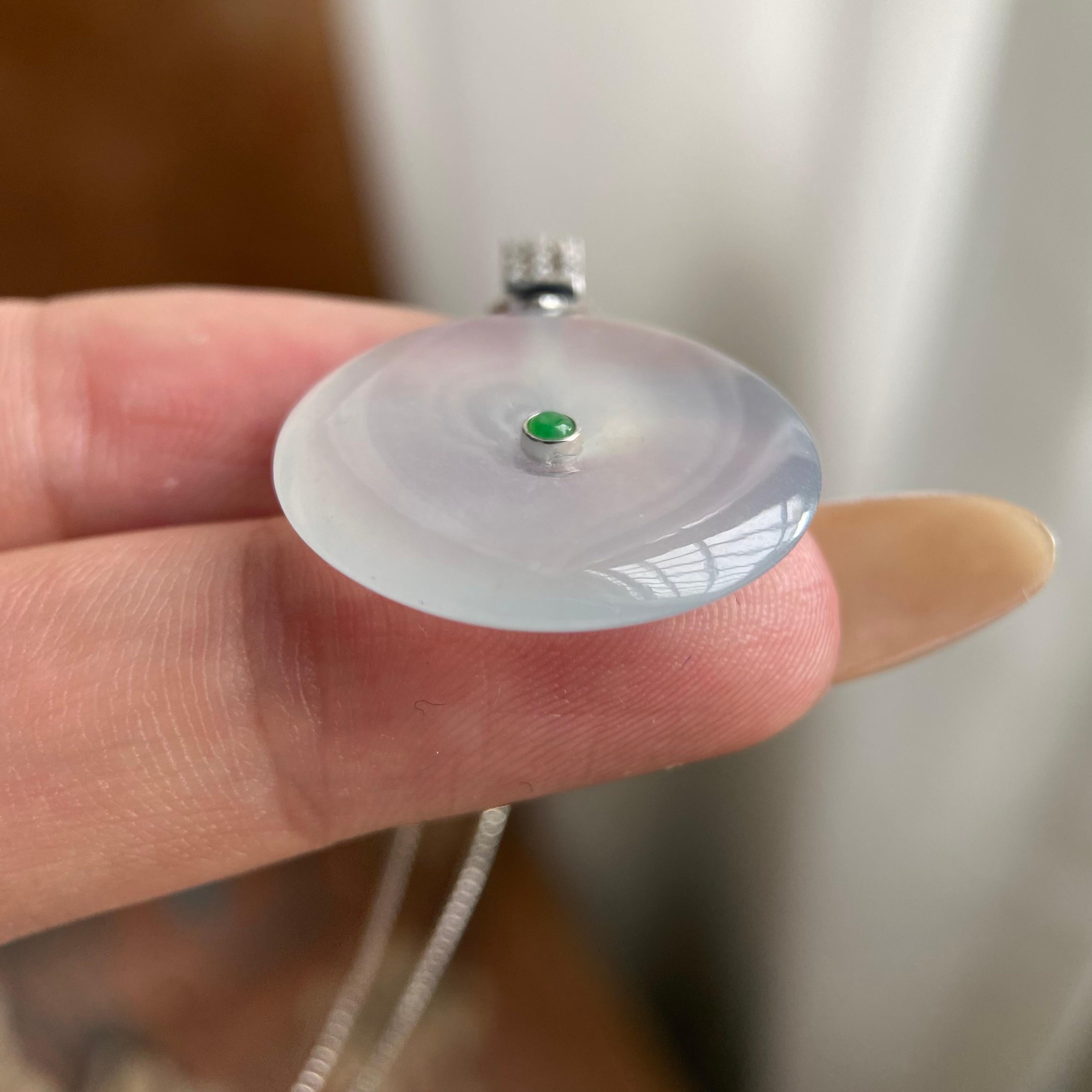 18k金钻镶冰种白月光平安扣吊坠（yc223794）